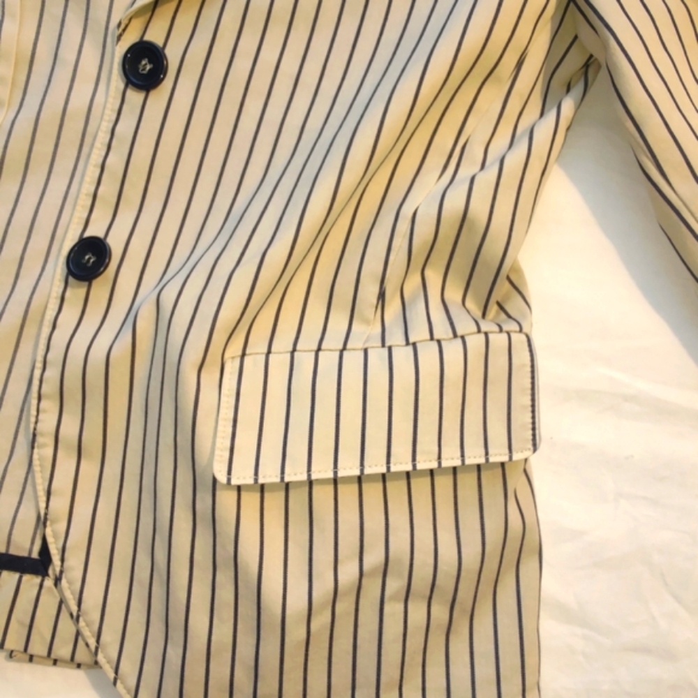 SEVENTY 19.70 Size 6 Tan and Navy Blue pinstripe Women's Blazer. - Picture 8 of 11